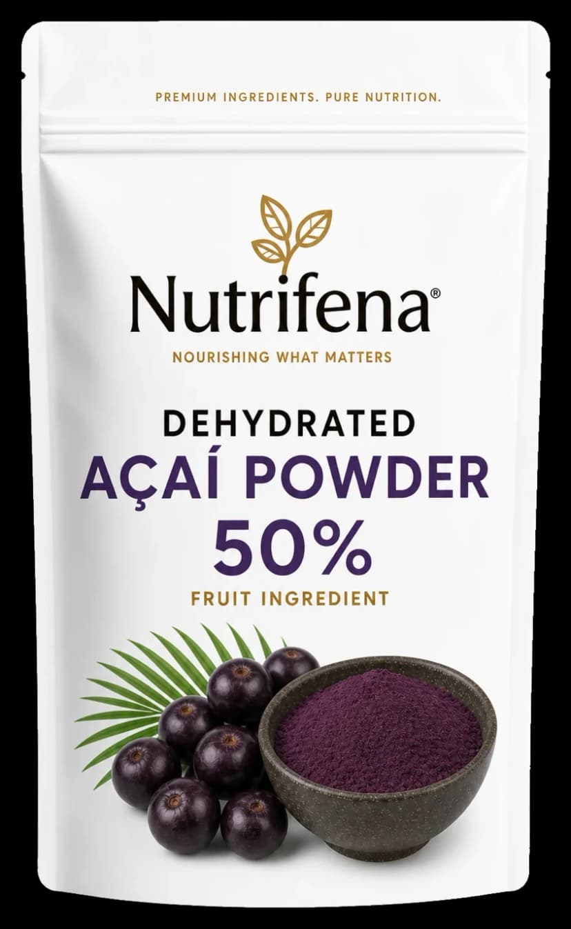 Nutrifena dehydrated açaí powder 50% fruit ingredient pouch
