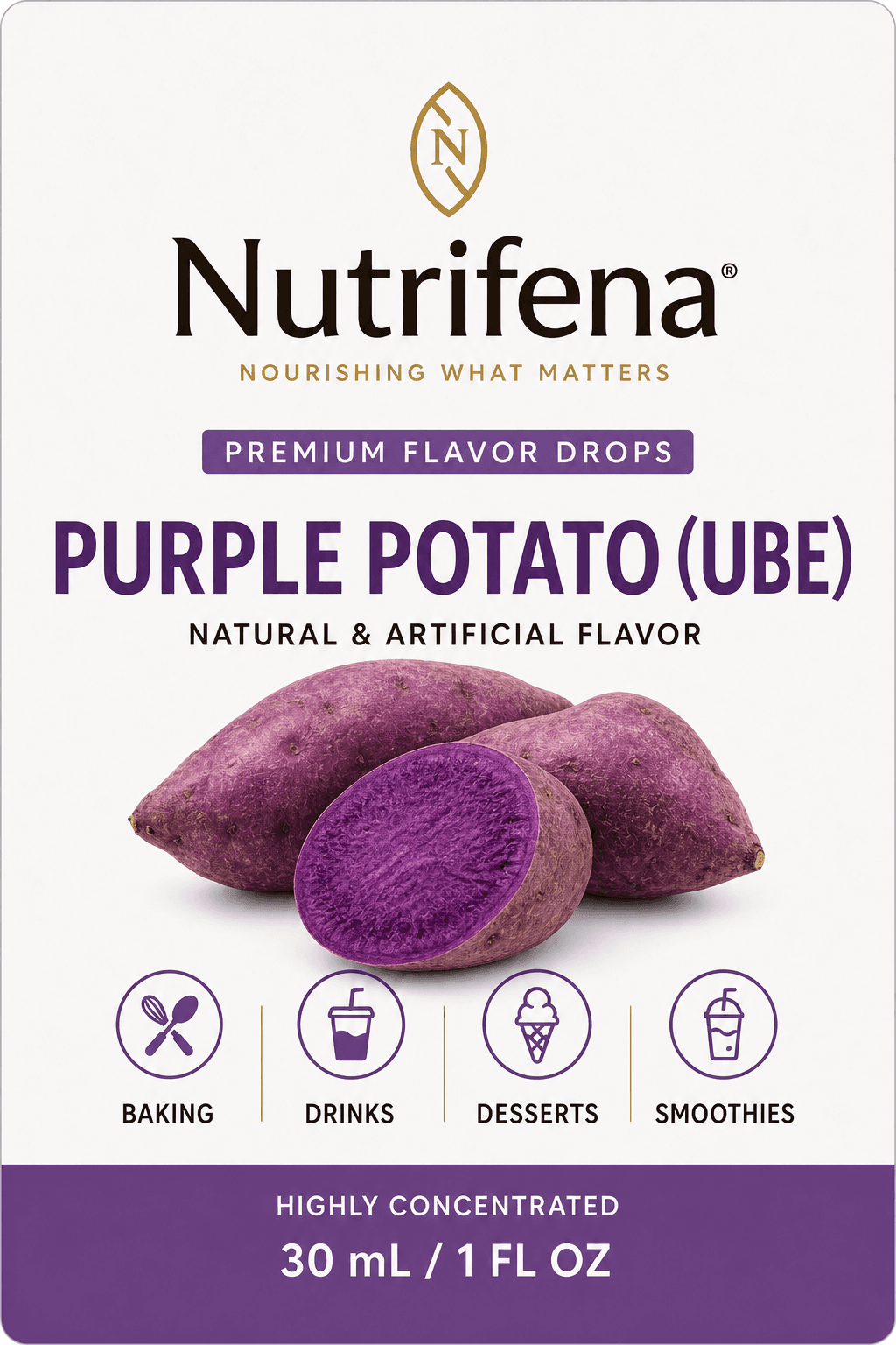 Nutrifena Purple Potato (Ube) Flavor Drops 30 mL — front label