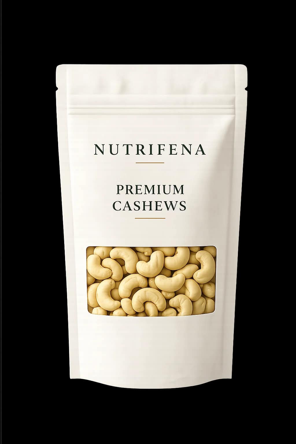 Pouch of Nutrifena whole raw, unsalted cashews